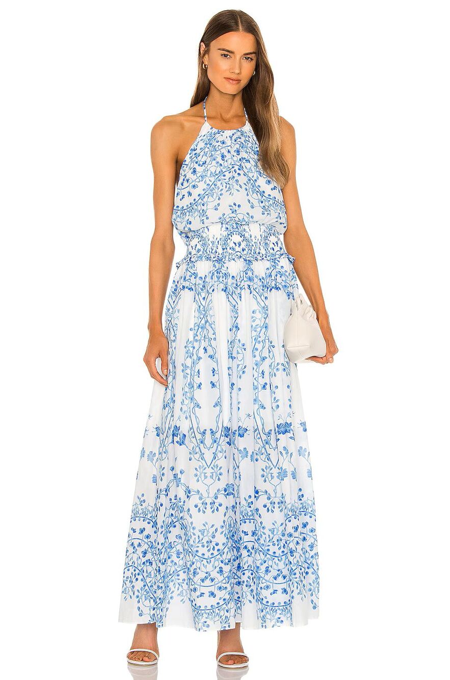 BCBGMAXAZRIA Halter Maxi Dress size Small Blue